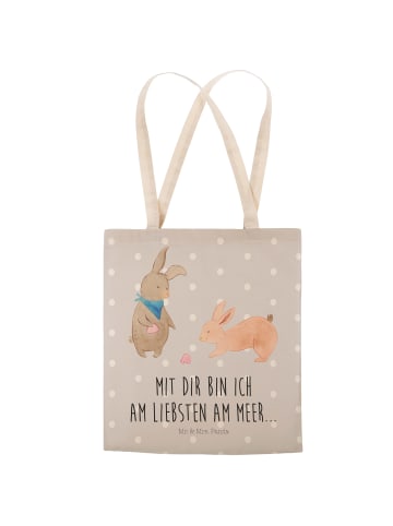 Mr. & Mrs. Panda Stofftasche Hasen Muschel mit Spruch in Grau Pastell
