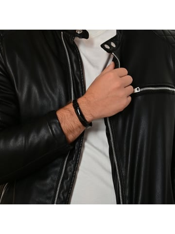 Adeliás Unisex Armband aus Leder 21 cm in schwarz