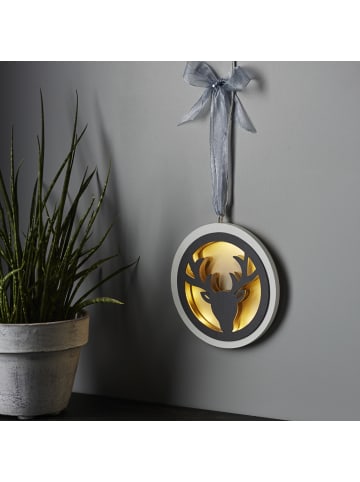 STAR Trading LED Aufhänger Jagdmeister Fensterdeko 8LED D:16cm Batterie Timer