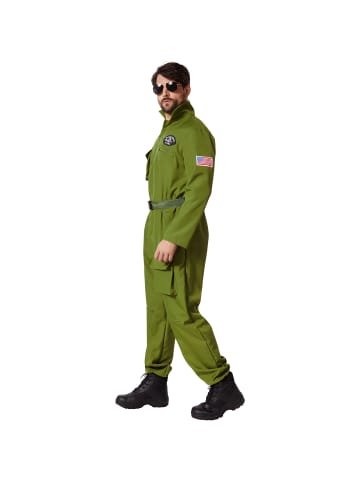 tectake Pilotenanzug, auch Fliegeruniform Air Force Pilot, in grün, Gr. XL