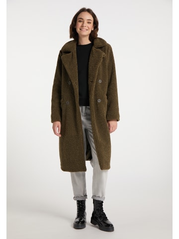 myMo Damen Faux Shearling Mantel in Oliv