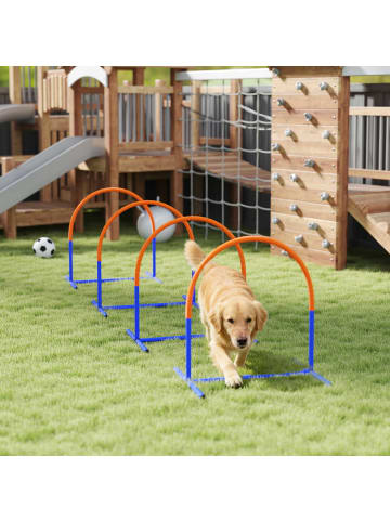 Pawhut Hunde Agility Set Blau+Orange PE+ ABS