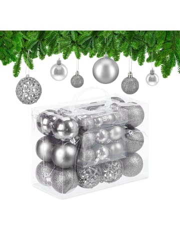 relaxdays 50-tlg. Weihnachtskugeln Set in Silber