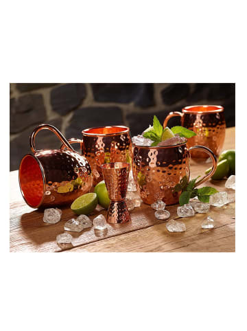 Echtwerk 5 tlg. Set Moscow Mule Kupferbecher im Hammerschlag-Look 500 ml in Kupfer