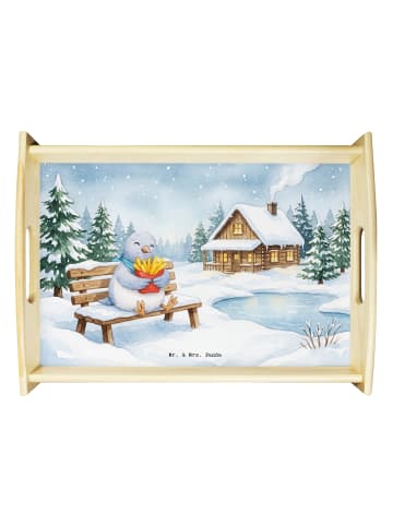 Mr. & Mrs. Panda Tablett Taube Winter Pommes Design ohne Spruch in Weiß
