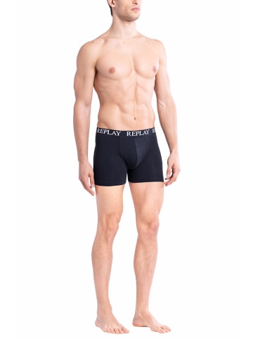 Replay Replay Trunk BOXER Style 01/C Basic Cuff Logo im 2er Pack in schwarz