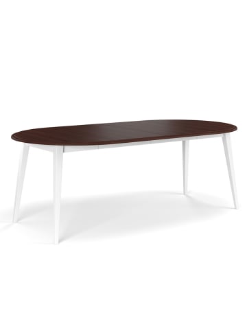 Feldmann-Wohnen Esstisch Belluno Elegante Kiefer weiß lackiert / Nussbaum 110-210 / 110 / 74,5cm