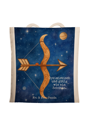 Mr. & Mrs. Panda Tote Bag Sternzeichen Schütze Design mit Spruch in Weiß