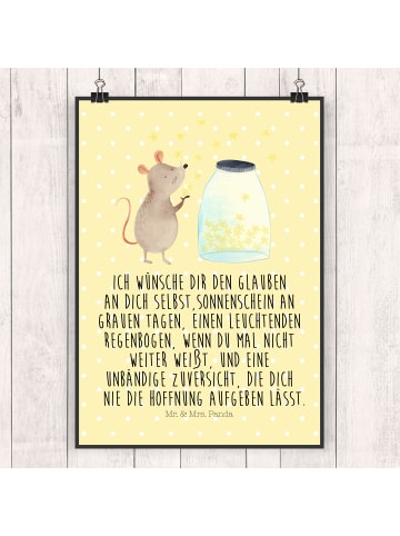 Mr. & Mrs. Panda Bild Maus Sterne mit Spruch in Gelb Pastell