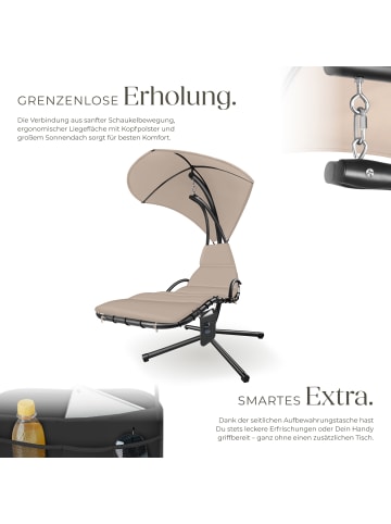 tectake Ergonomische Hängeliege inkl. Seitentasche, 195 x 132 x 197 cm