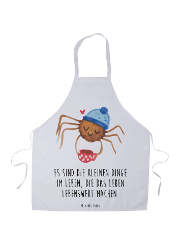 Mr. & Mrs. Panda Schürze Spinne Agathe Kaffee mit Spruch in Weiß