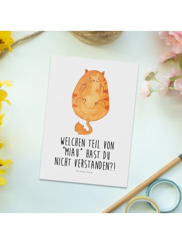 Mr. & Mrs. Panda Ansichtskarte Katze Mittelfinger mit Spruch in Weiß
