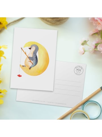 Mr. & Mrs. Panda Postkarte Pinguin Mond ohne Spruch in Weiß
