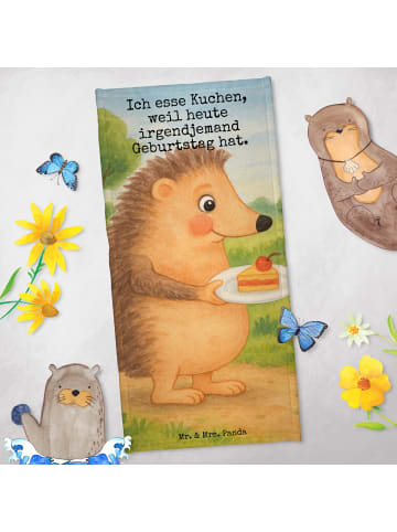Mr. & Mrs. Panda Handtuch Igel Kuchenstück Design mit Spruch in Gelb Pastell