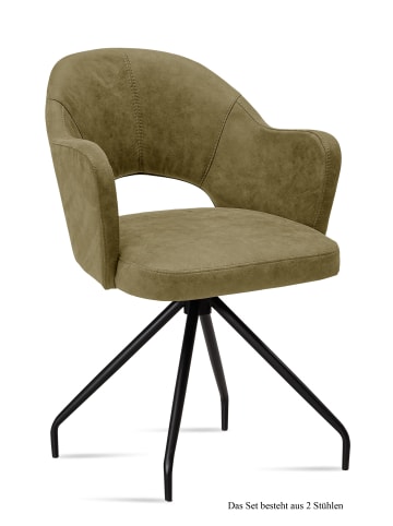 58 aufm Kessel ARMLEHNSTUHL (2er-Set) Dikana 59x87x61 Schwarz/Olivgrün