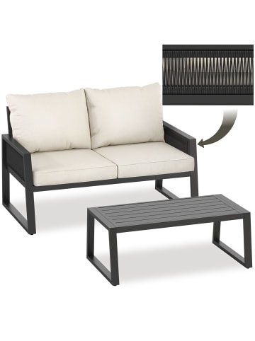 tectake Lounge-Set Captive - stilvolles Rope-Design mit dicken Polstern