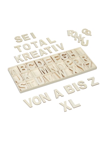 relaxdays 104 tlg. Holzbuchstaben Set in Natur