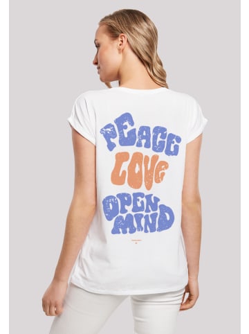 F4NT4STIC Extended Shoulder T-Shirt Peace Love and Open Mind in weiß