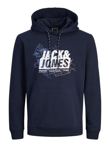 Jack & Jones Hoodie 'Map' in dunkelblau