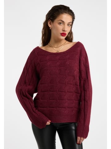 faina Damen Strickpullover in Dunkelkirschrot