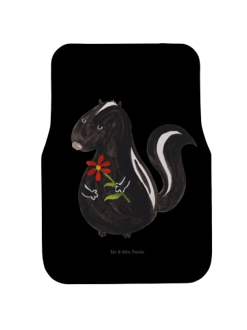 Mr. & Mrs. Panda Auto-Fußmatte Stinktier Blume ohne Spruch in Schwarz