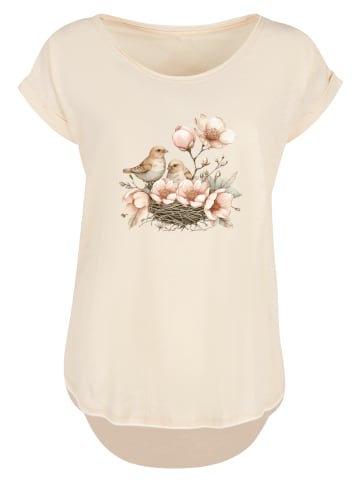 F4NT4STIC Long Cut T-Shirt Vogelnest Blumen in Whitesand