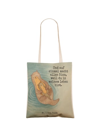 Mr. & Mrs. Panda Tote Bag Otter Kind Design mit Spruch in Weiß