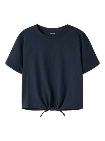 name it Baumwoll-T-Shirt mit Knotensaum Nkfvaya in dark sapphire