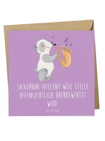 Mr. & Mrs. Panda Deluxe Karte Saxophon Leidenschaft mit Spruch in Lavendeltraum