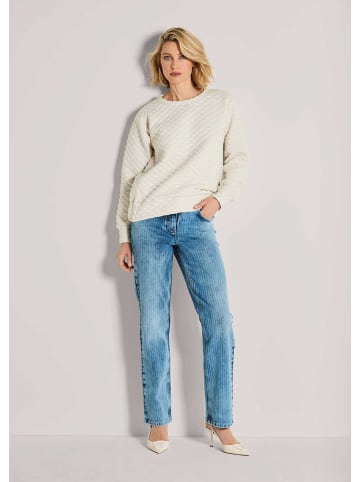 MADELEINE Struktursweater mit Rundhalsausschnitt in wollweiß