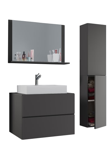 VCM 4-tlg. Waschplatz Waschtisch Lendas L Schublade in Anthrazit