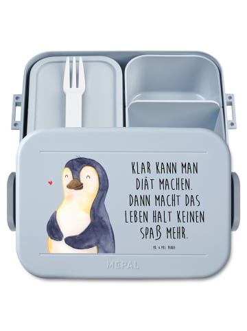 Mr. & Mrs. Panda Bento Box Pinguin Diät Motiv mit Spruch in Blau Pastell