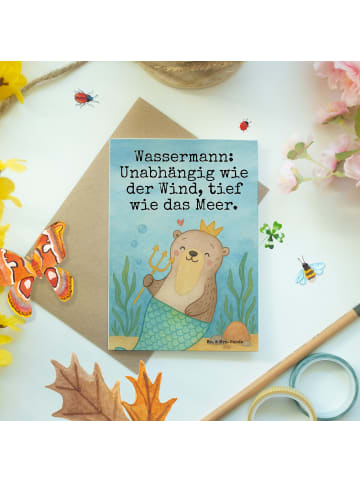 Mr. & Mrs. Panda Grußkarte Wassermann Astrologie Design mit Spruch in Weiß
