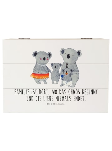 Mr. & Mrs. Panda Holzkiste Koala Familie mit Spruch in Weiß