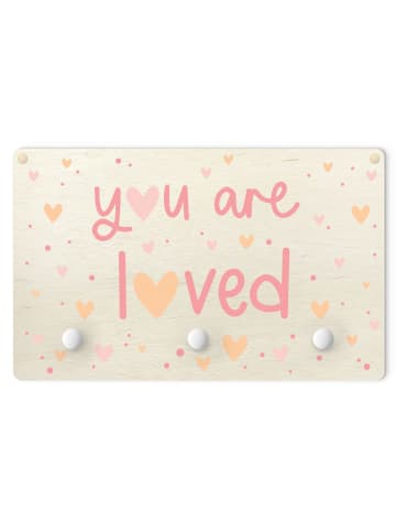 WALLART Kindergarderobe Holz - You are loved Herz Rosa in Rosa