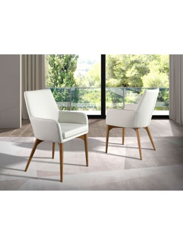 Angel Cerdá Stuhl 4006 in Weiß/Walnuss – (B)57 x (H)88 x (T)64 cm