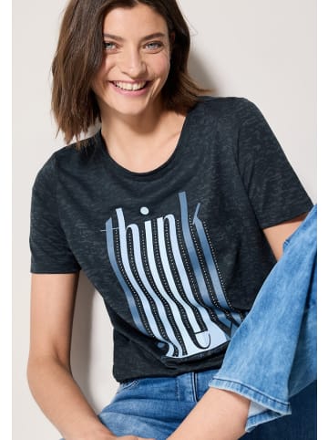 Cecil Ausbrenner-Shirt mit Wording in Blau