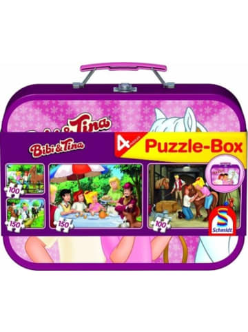 Schmidt Spiele Bibi & Tina, 2 x 100, 2 x 150 Puzzle Teile im Metallkoffer