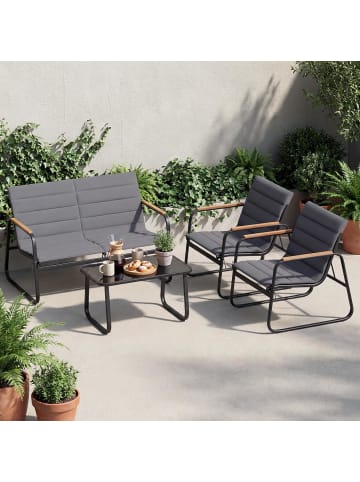 COSTWAY 4-tlg. Balkonmöbel Set in Grau