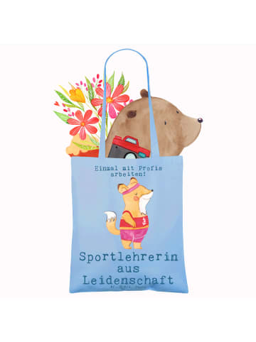Mr. & Mrs. Panda Tasche Sportlehrerin Leidenschaft mit Spruch in Sky Blue