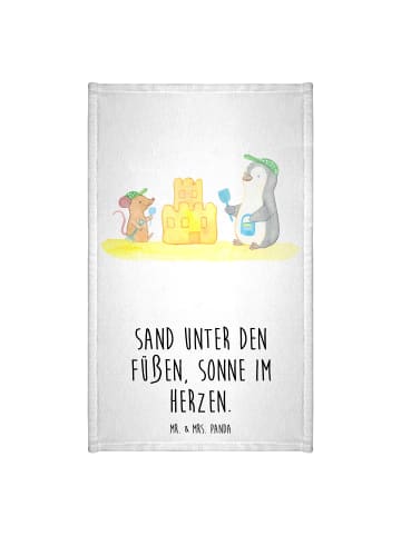 Mr. & Mrs. Panda Gästehandtücher Sommer Meer Strand mit Spruch in Weiß