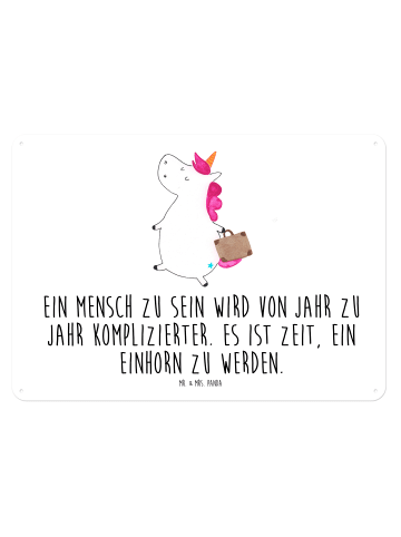 Mr. & Mrs. Panda Wandbild Einhorn Koffer mit Spruch in Weiß