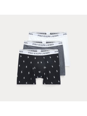 POLO RALPH LAUREN Stretch Cotton Boxer 3-Pack in Schwarz/anthrazit/weiß