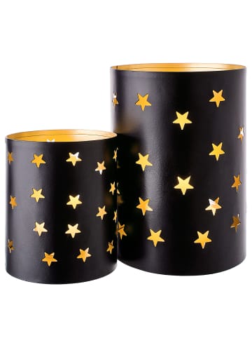 Butlers Windlicht LUMINOUS Sterne in Schwarz