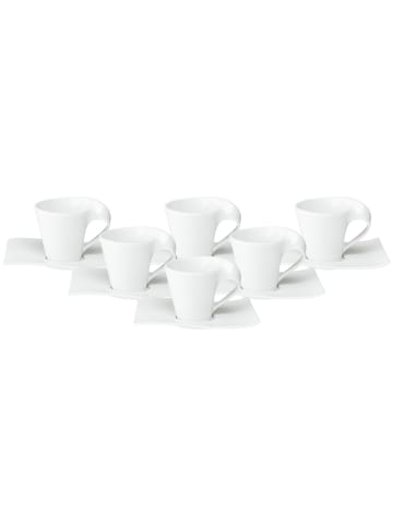 Villeroy & Boch 6er Set Espressotassen mit Untertassen NewWave in Weiß 80 ml in weiß