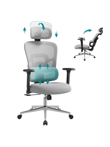SONGMICS Bürostuhl Kime in Taubengrau - (B)70 x (H)(117-125) x (T)70 cm