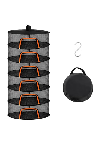 relaxdays Trockennetz in Orange/Schwarz - 6 Ebenen