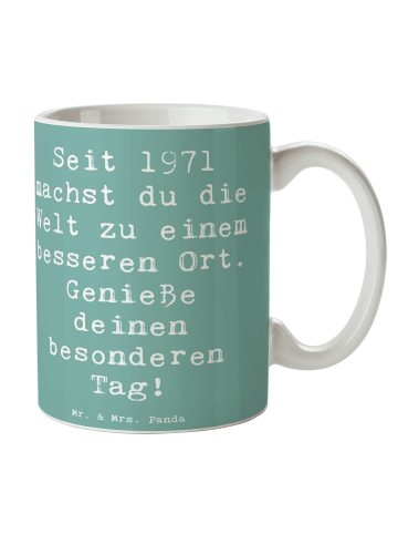 Mr. & Mrs. Panda Teetasse Spruch 1971 Geburtstag mit Spruch in Meeresbrise