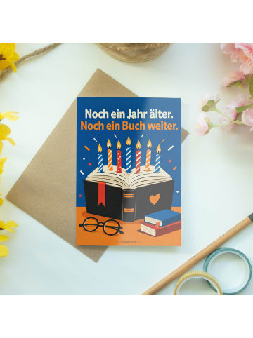 Geburtstagskarte Buch markant Design mit Spruch in Weiß