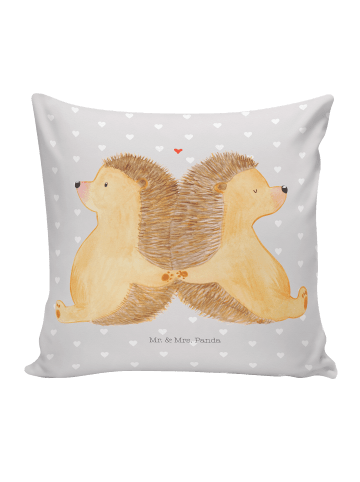 Mr. & Mrs. Panda kissen für sofa Igel händchenhaltend ohne Spruch in Grau Pastell